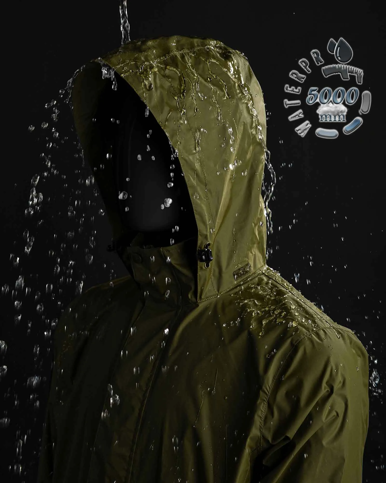 0.70 lbs 5000mm W/P Index 5000 Level Breathable Men's Packable Rain Shell Jacket with 4 Pockets