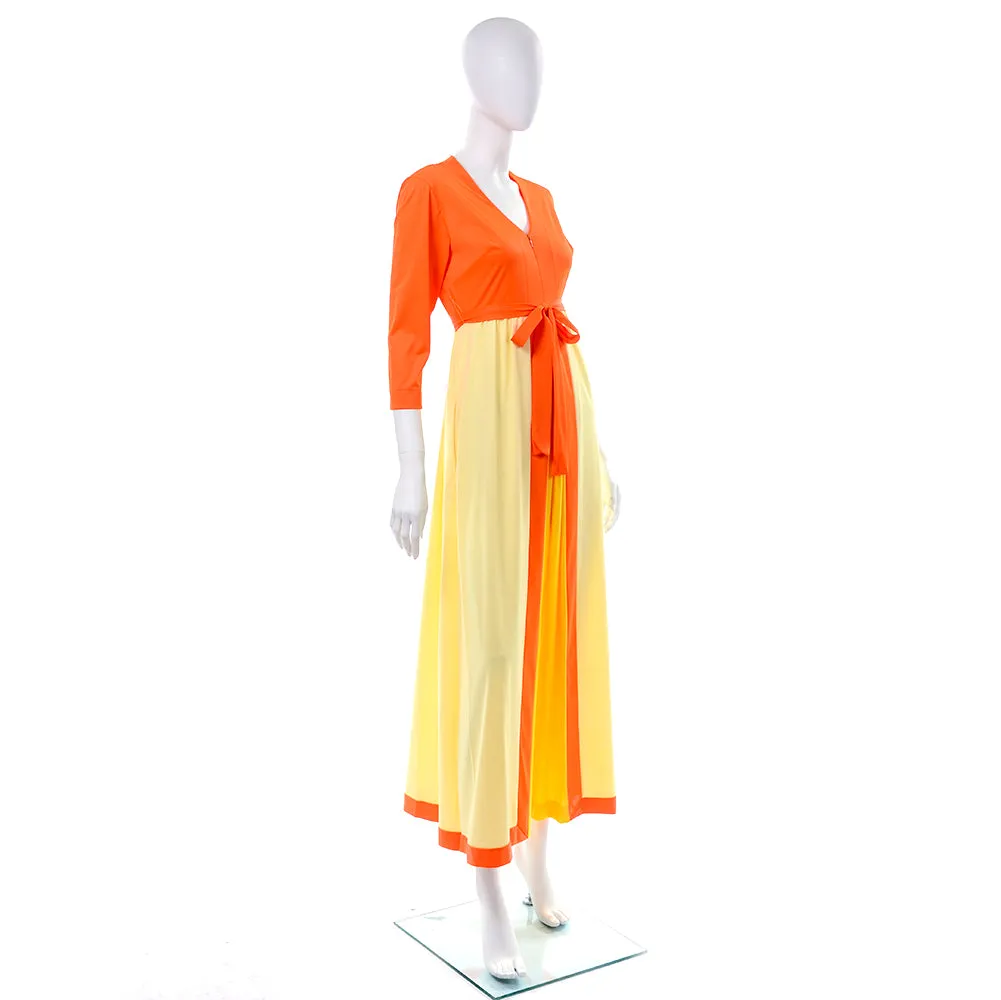 1970's Vanity Fair Orange & Yellow House Dress Size Medium