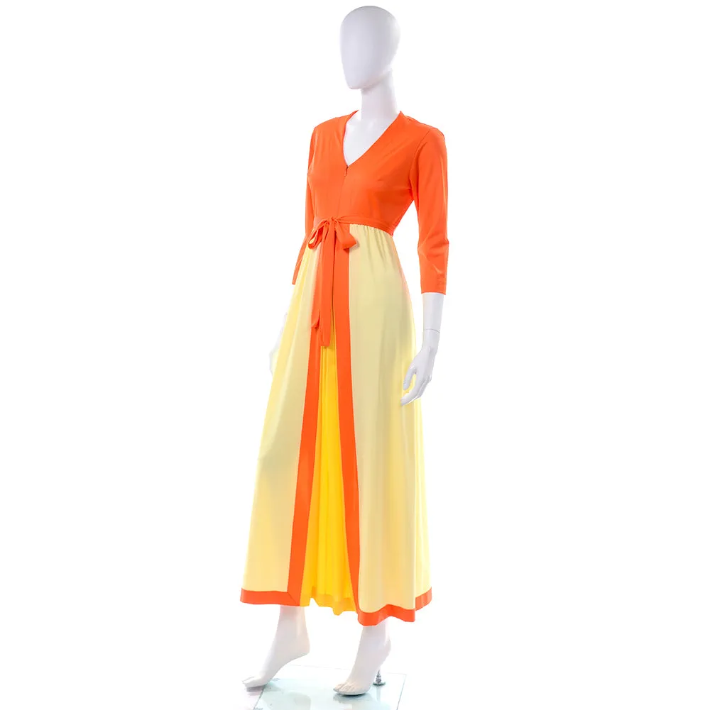 1970's Vanity Fair Orange & Yellow House Dress Size Medium