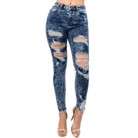 ACID WASH SKINNY JEANS BLUE