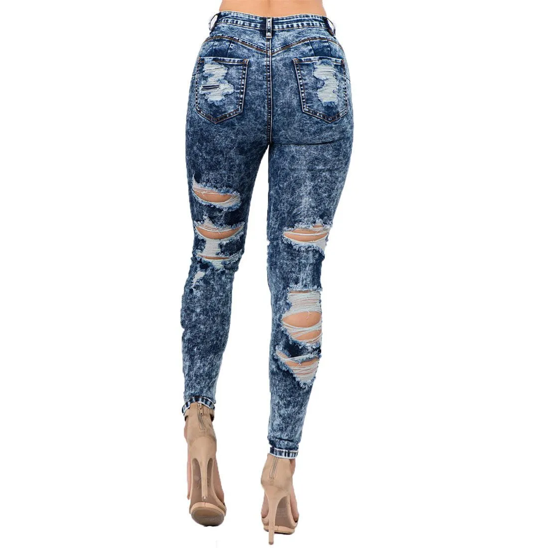 ACID WASH SKINNY JEANS BLUE