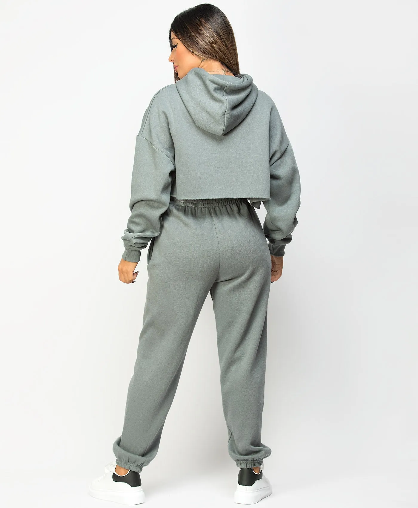 Airforce Oversized Cropped Hoodie & Joggers Loungewear Set