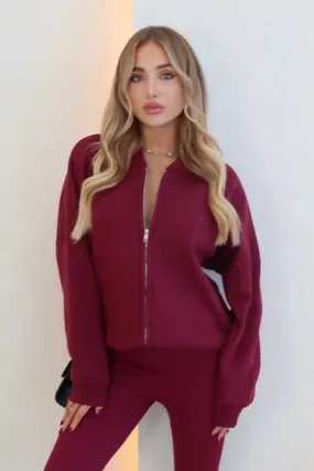 Ava burgundy bomber jacket