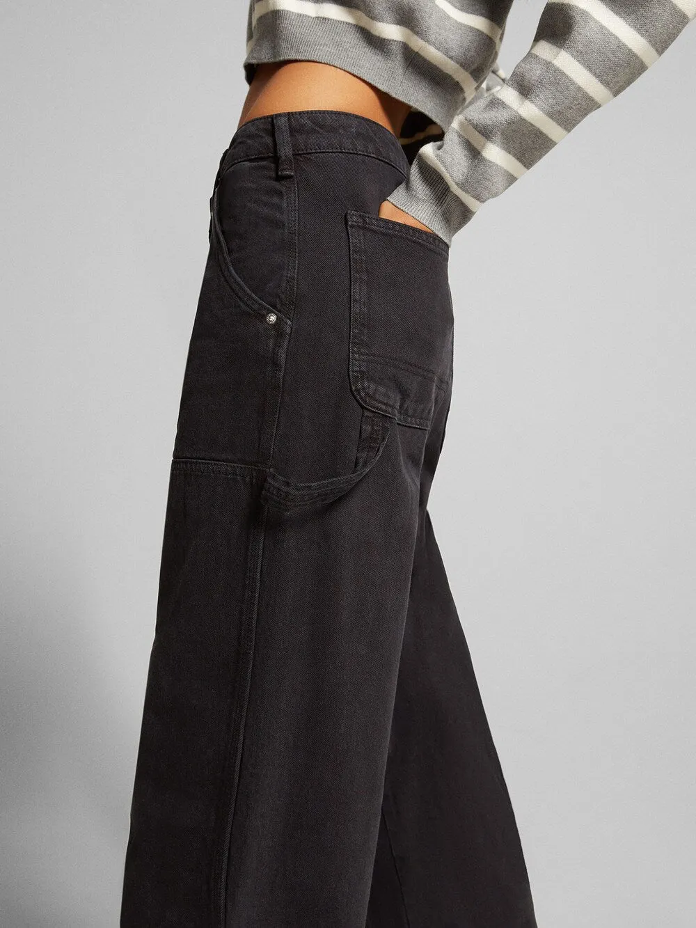 Bershka wide leg jeans, black