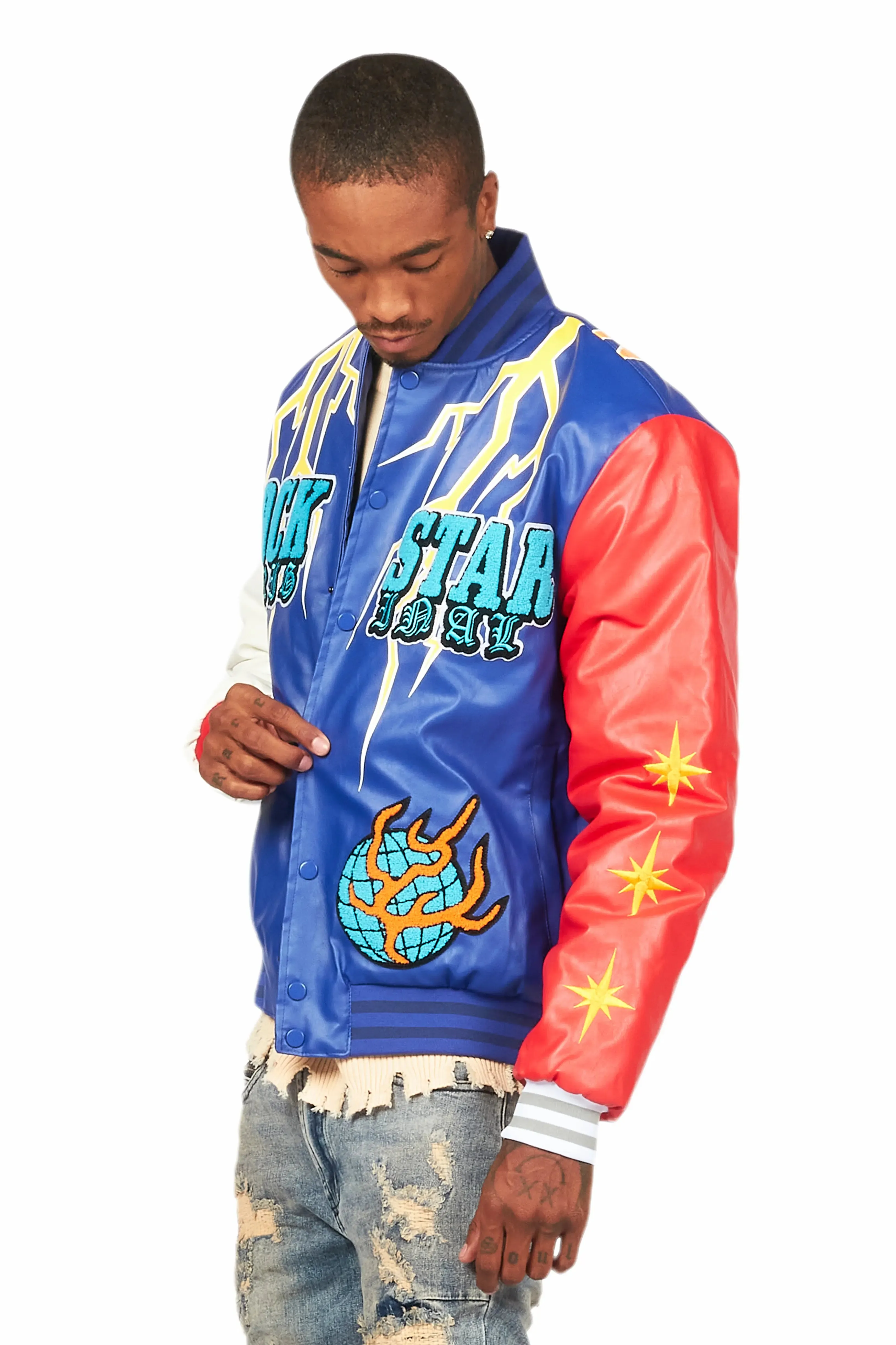 Berube Blue/Multi Varsity Jacket