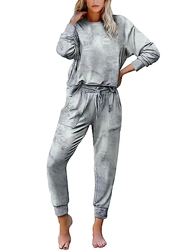 Bofell Lounge Sets for Women 2 Piece Fall Outfits 2023 Fashion Trending Now Sweatsuits Tracksuits with Pockets Work Out Sets