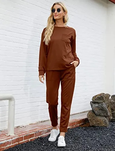 Bofell Lounge Sets for Women 2 Piece Fall Outfits 2023 Fashion Trending Now Sweatsuits Tracksuits with Pockets Work Out Sets