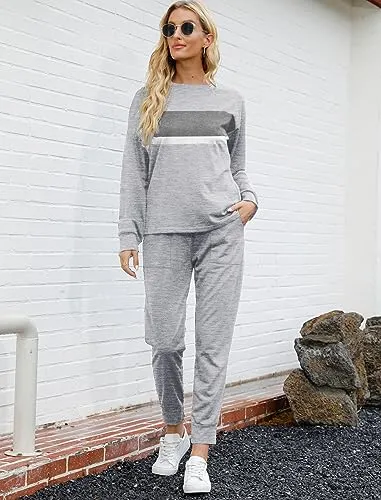 Bofell Lounge Sets for Women 2 Piece Fall Outfits 2023 Fashion Trending Now Sweatsuits Tracksuits with Pockets Work Out Sets