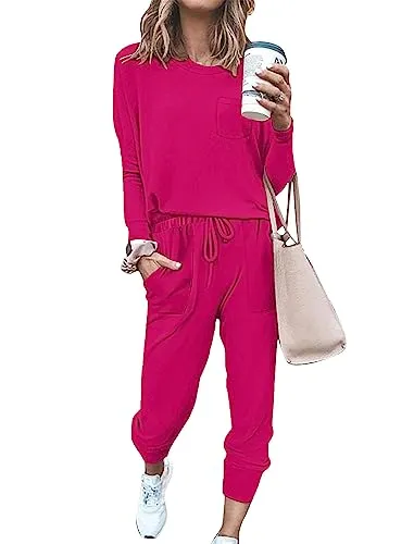 Bofell Lounge Sets for Women 2 Piece Fall Outfits 2023 Fashion Trending Now Sweatsuits Tracksuits with Pockets Work Out Sets