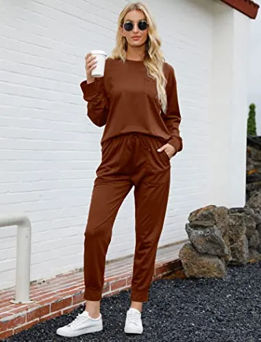 Bofell Lounge Sets for Women 2 Piece Fall Outfits 2023 Fashion Trending Now Sweatsuits Tracksuits with Pockets Work Out Sets