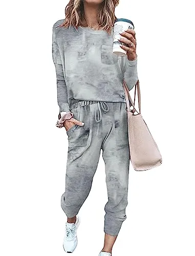 Bofell Lounge Sets for Women 2 Piece Fall Outfits 2023 Fashion Trending Now Sweatsuits Tracksuits with Pockets Work Out Sets