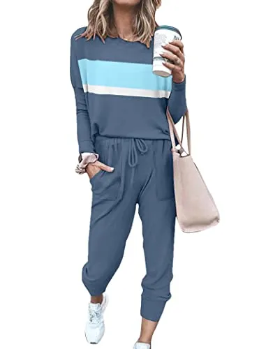 Bofell Lounge Sets for Women 2 Piece Fall Outfits 2023 Fashion Trending Now Sweatsuits Tracksuits with Pockets Work Out Sets