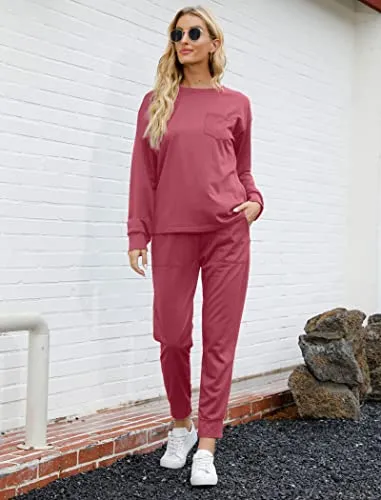 Bofell Lounge Sets for Women 2 Piece Fall Outfits 2023 Fashion Trending Now Sweatsuits Tracksuits with Pockets Work Out Sets