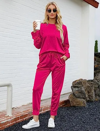 Bofell Lounge Sets for Women 2 Piece Fall Outfits 2023 Fashion Trending Now Sweatsuits Tracksuits with Pockets Work Out Sets