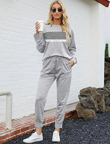 Bofell Lounge Sets for Women 2 Piece Fall Outfits 2023 Fashion Trending Now Sweatsuits Tracksuits with Pockets Work Out Sets