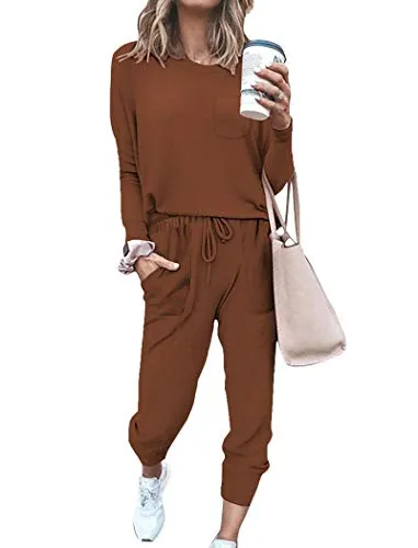 Bofell Lounge Sets for Women 2 Piece Fall Outfits 2023 Fashion Trending Now Sweatsuits Tracksuits with Pockets Work Out Sets