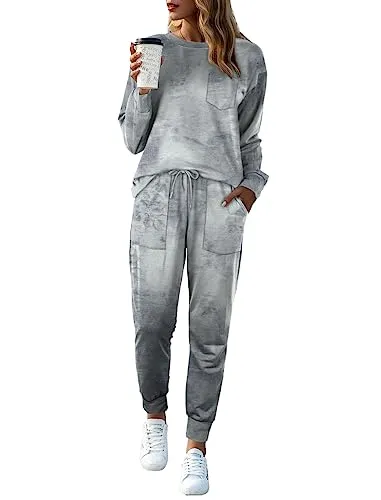 Bofell Lounge Sets for Women 2 Piece Fall Outfits 2023 Fashion Trending Now Sweatsuits Tracksuits with Pockets Work Out Sets