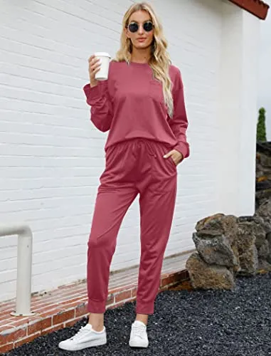 Bofell Lounge Sets for Women 2 Piece Fall Outfits 2023 Fashion Trending Now Sweatsuits Tracksuits with Pockets Work Out Sets