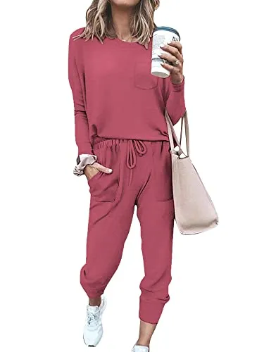 Bofell Lounge Sets for Women 2 Piece Fall Outfits 2023 Fashion Trending Now Sweatsuits Tracksuits with Pockets Work Out Sets