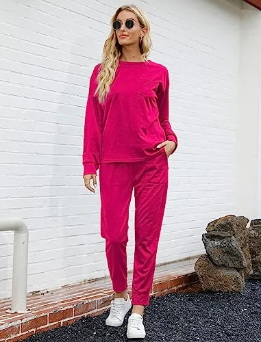 Bofell Lounge Sets for Women 2 Piece Fall Outfits 2023 Fashion Trending Now Sweatsuits Tracksuits with Pockets Work Out Sets