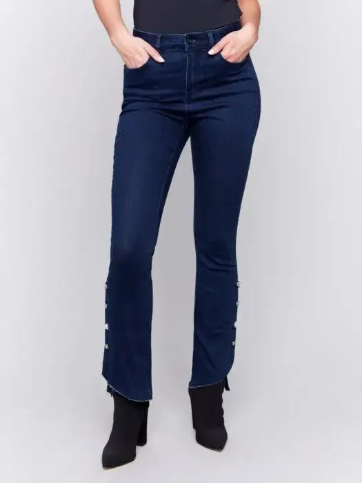 Bootcut Jeans with Gem Buttons