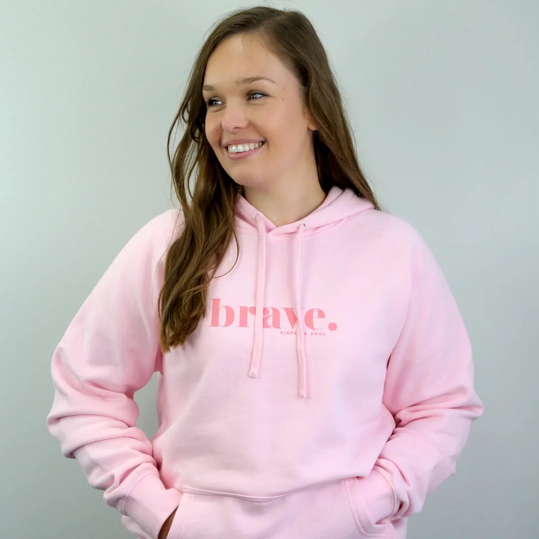 BRAVE HOODIE - Soft Pink with Pink Print