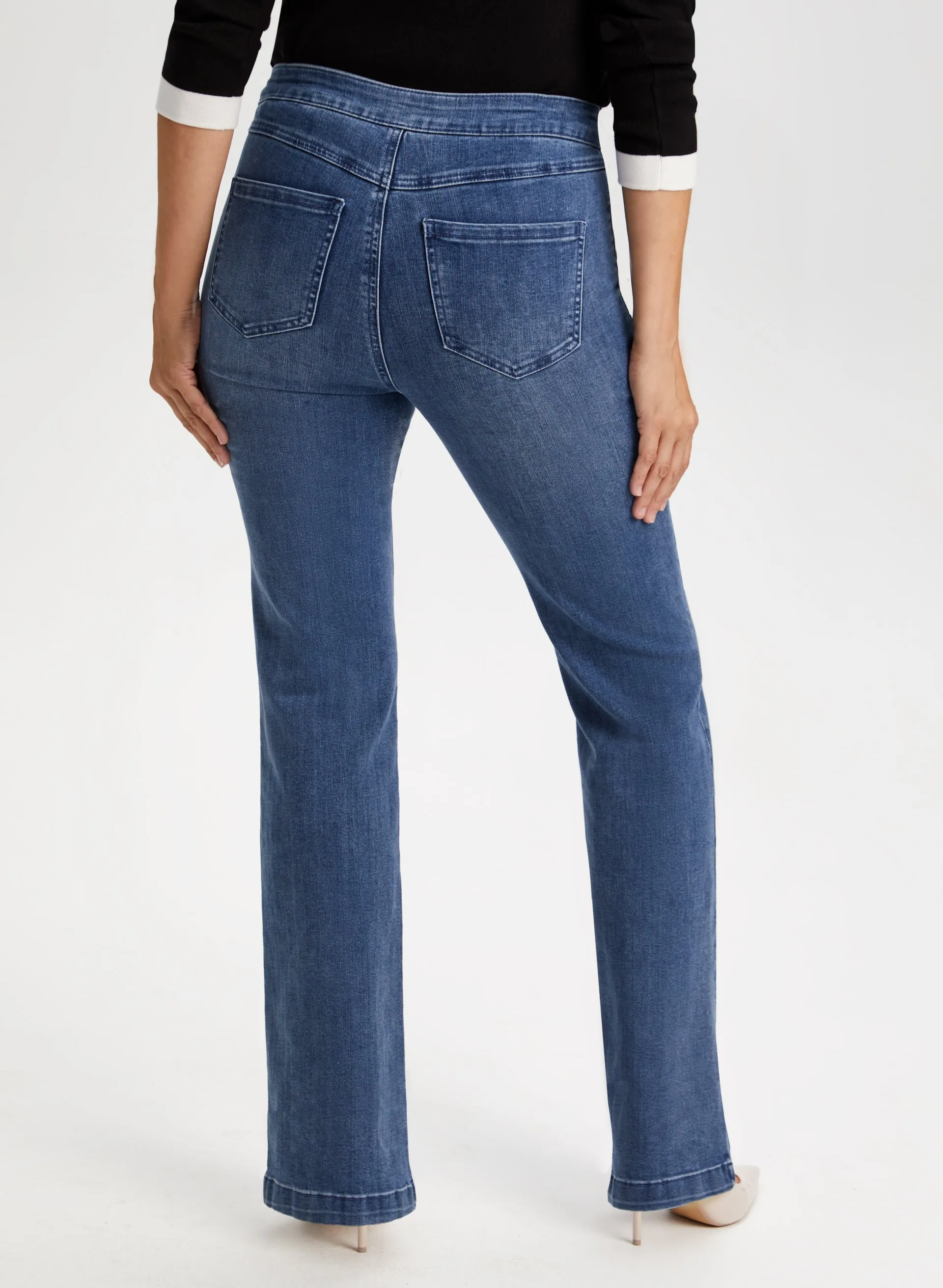 Button Detail Bootcut Jeans