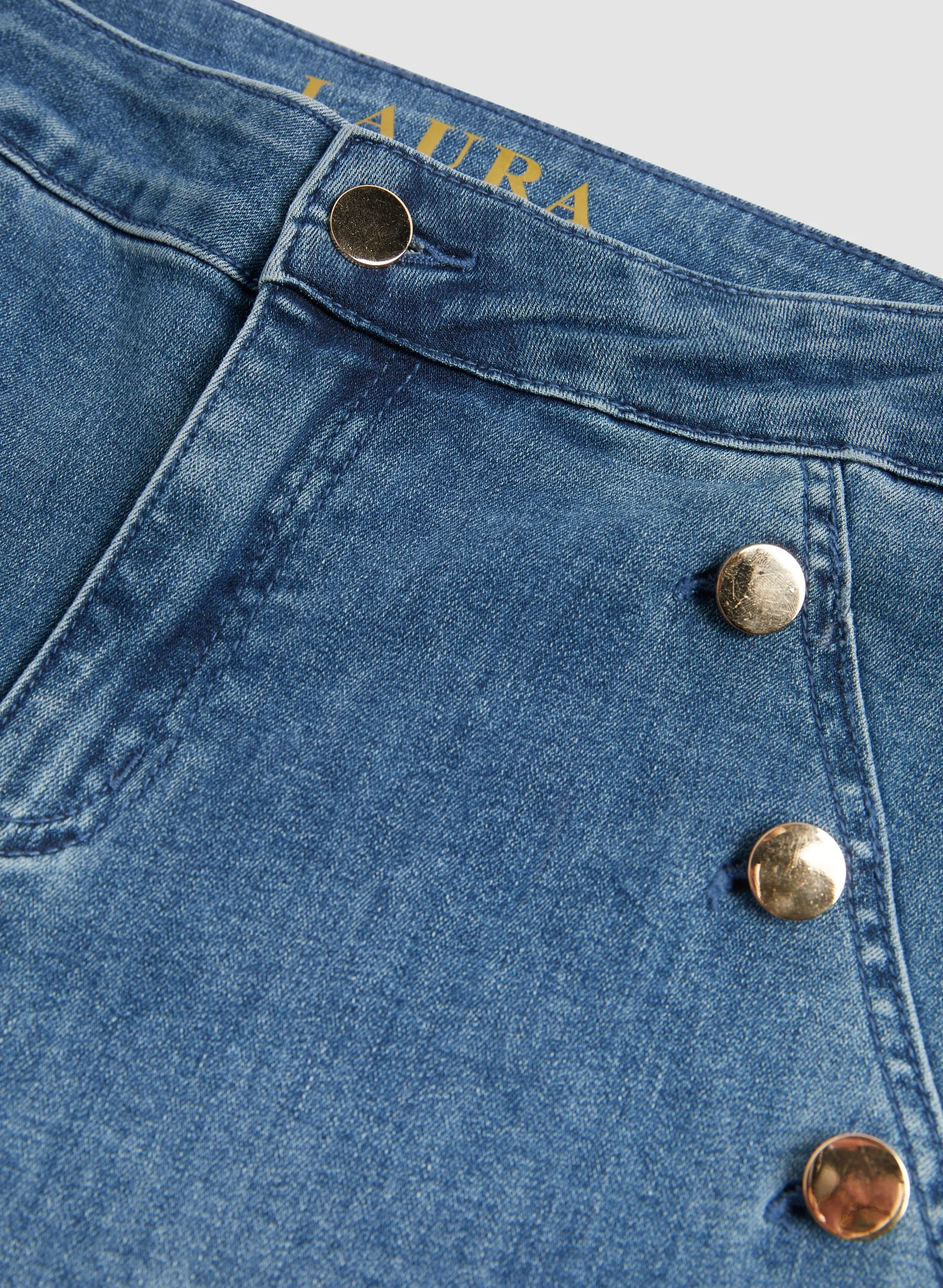 Button Detail Bootcut Jeans