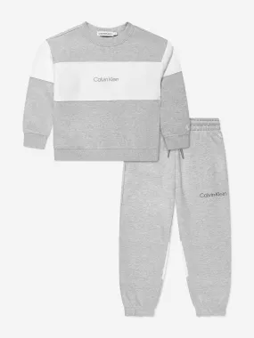 Calvin Klein Boys Colourblock Tracksuit in Grey