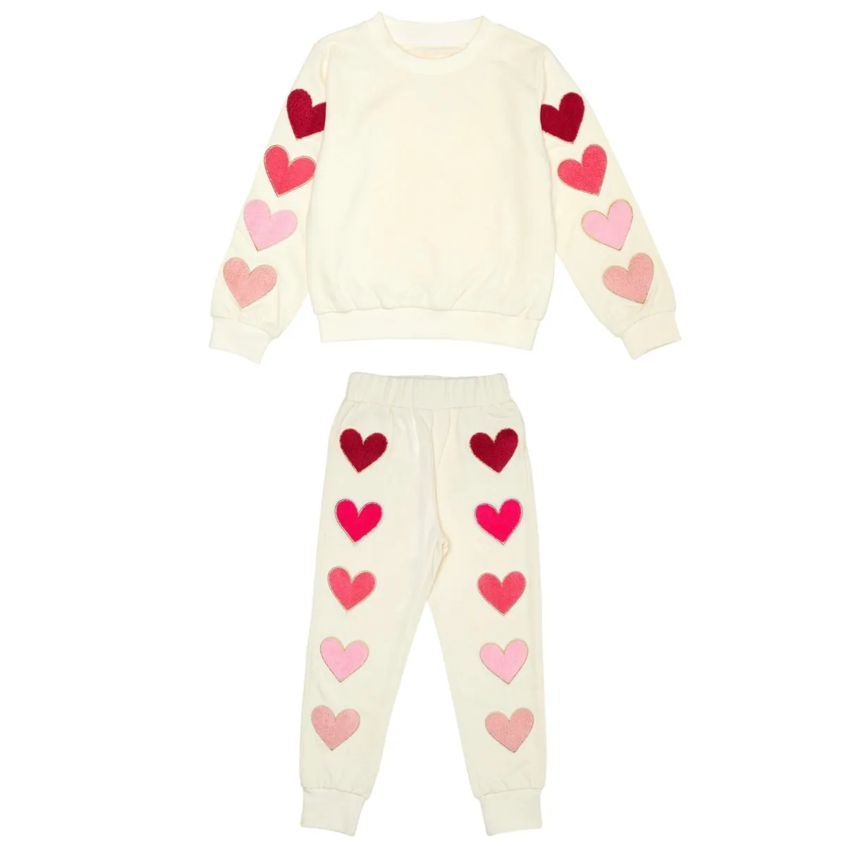 CHLOE OMBRÉ HEARTS SWEATSHIRT AND SWEATPANTS SET