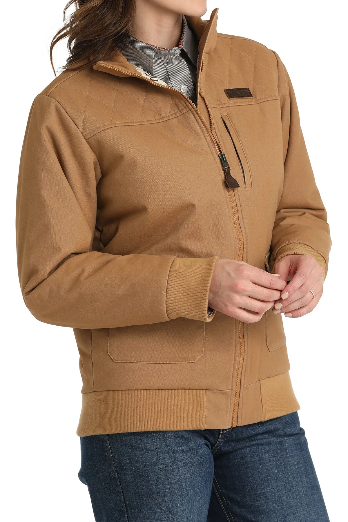 Cinch Women's Brown Canvas Bomber Jacket