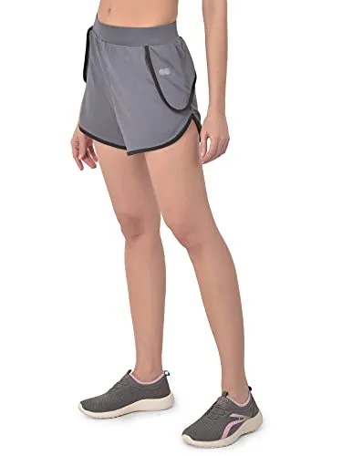 Clovia Women's Activewear Sports Shorts (AB0068P05_Grey_M)