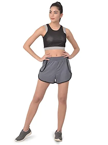 Clovia Women's Activewear Sports Shorts (AB0068P05_Grey_M)