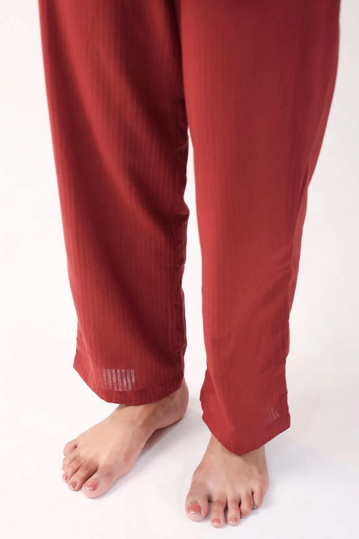 Crimson Comfort Cotton Loungewear Top Set