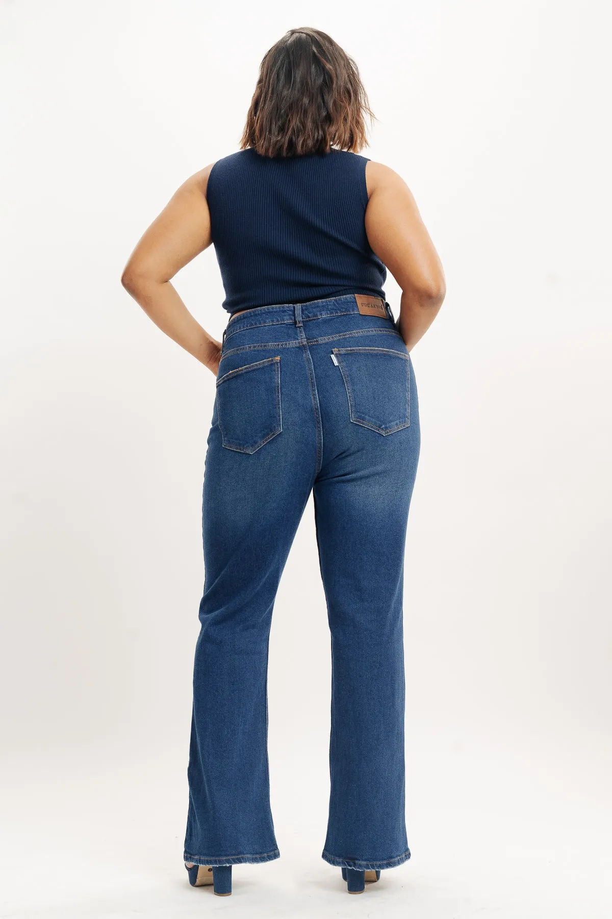 Curve Blue Tinted Bootcut Jeans