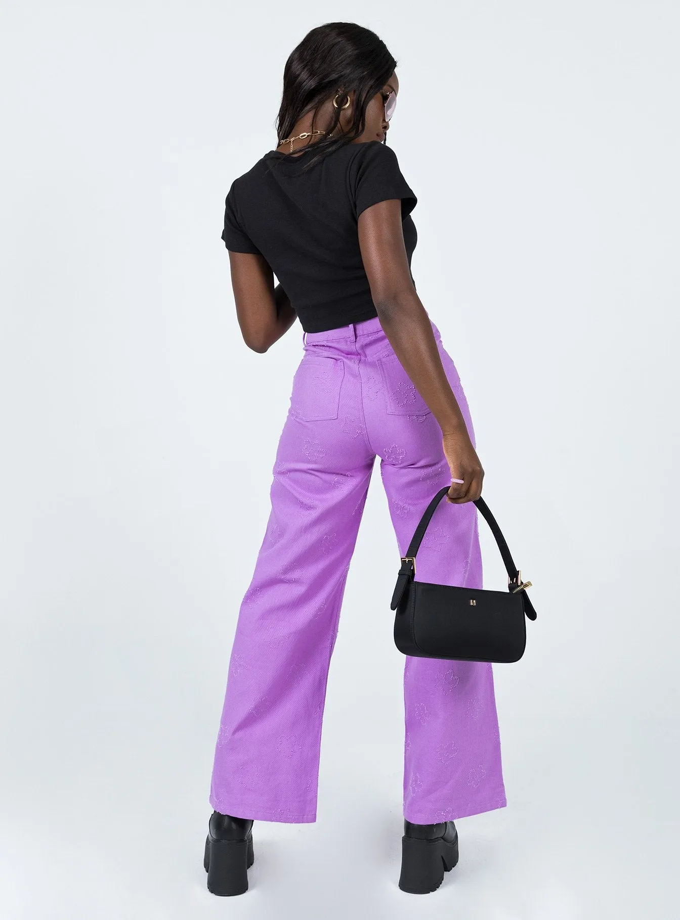 Demitra Wide Leg Jeans Purple