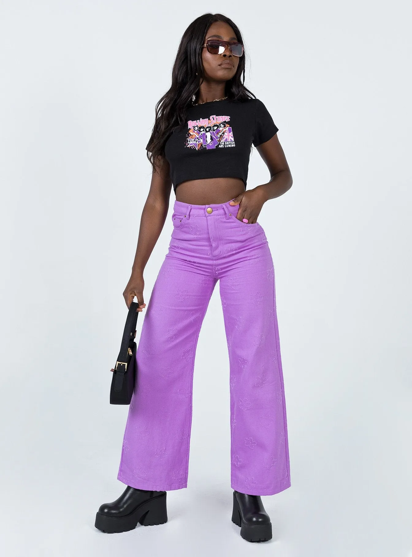 Demitra Wide Leg Jeans Purple