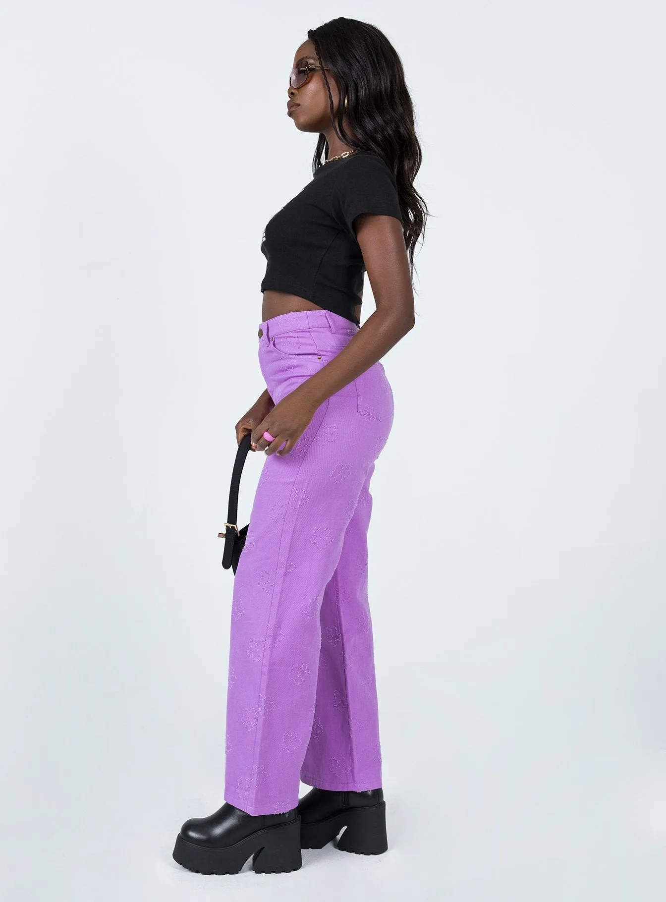 Demitra Wide Leg Jeans Purple