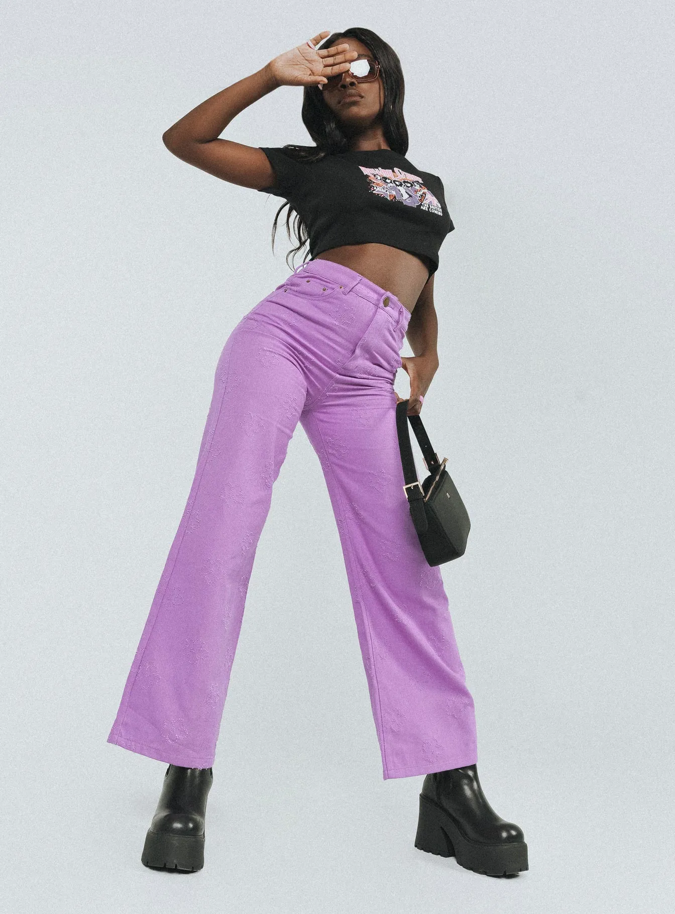 Demitra Wide Leg Jeans Purple