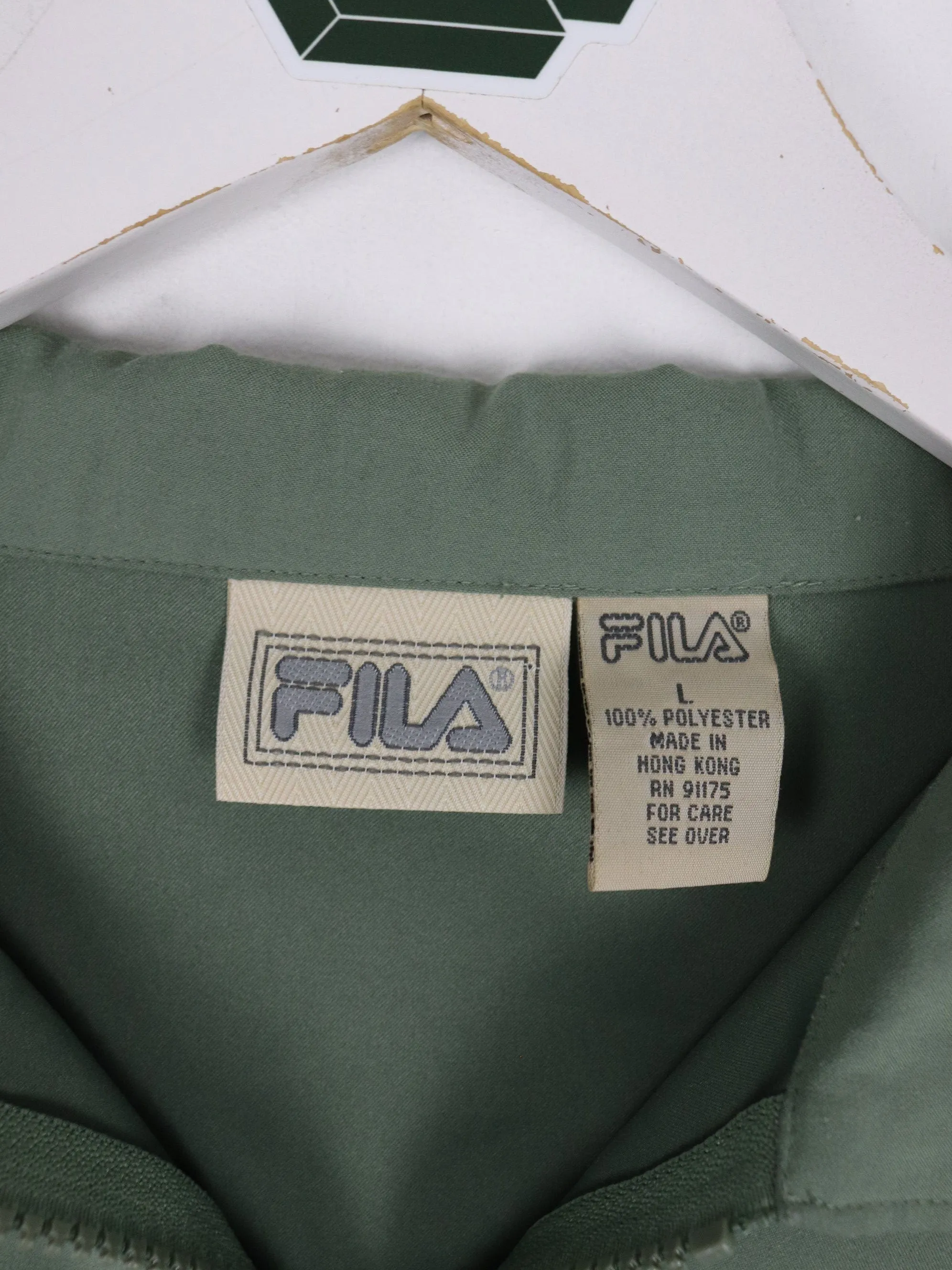 Fila Windbreaker Womens Large Green Quarter Zip