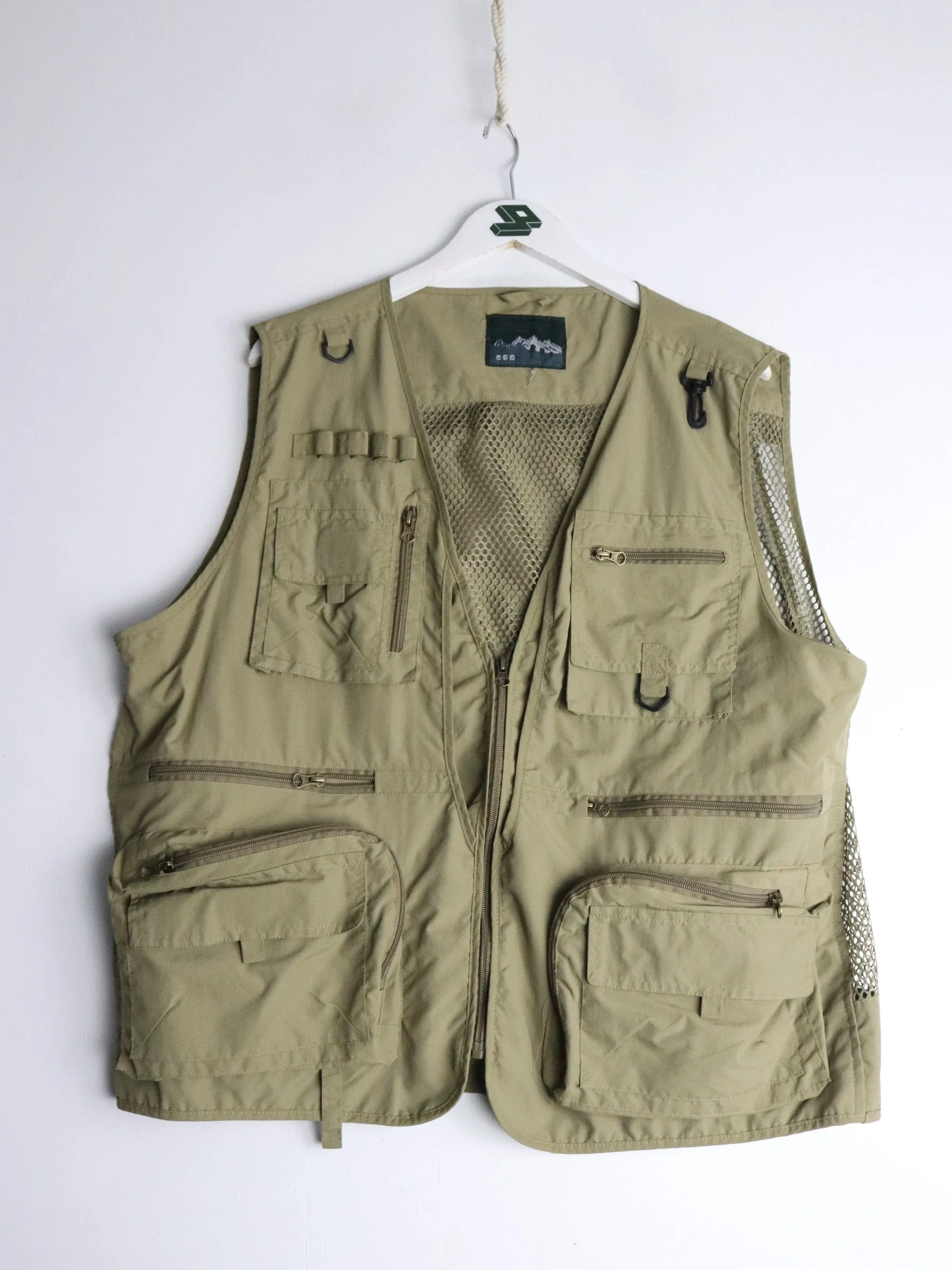 Fishing Vest Fits Mens 2XL Beige Outdoors