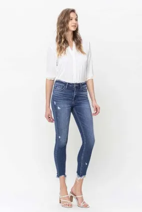 FLYING MONKEY HIGH RISE CROP DESTROYED HEM SKINNY JEANS