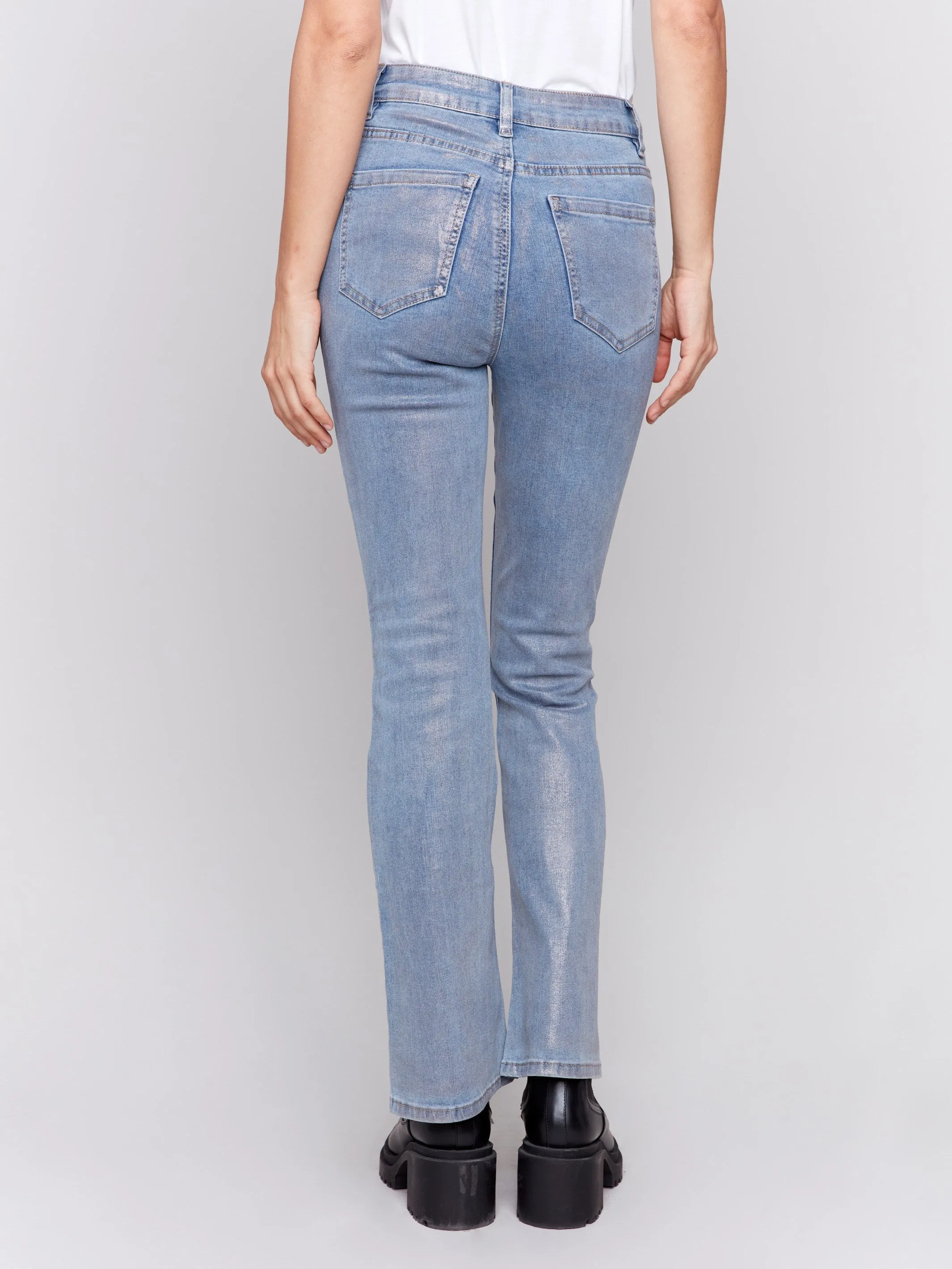 Foiled Bootcut Jeans - Silver Blue