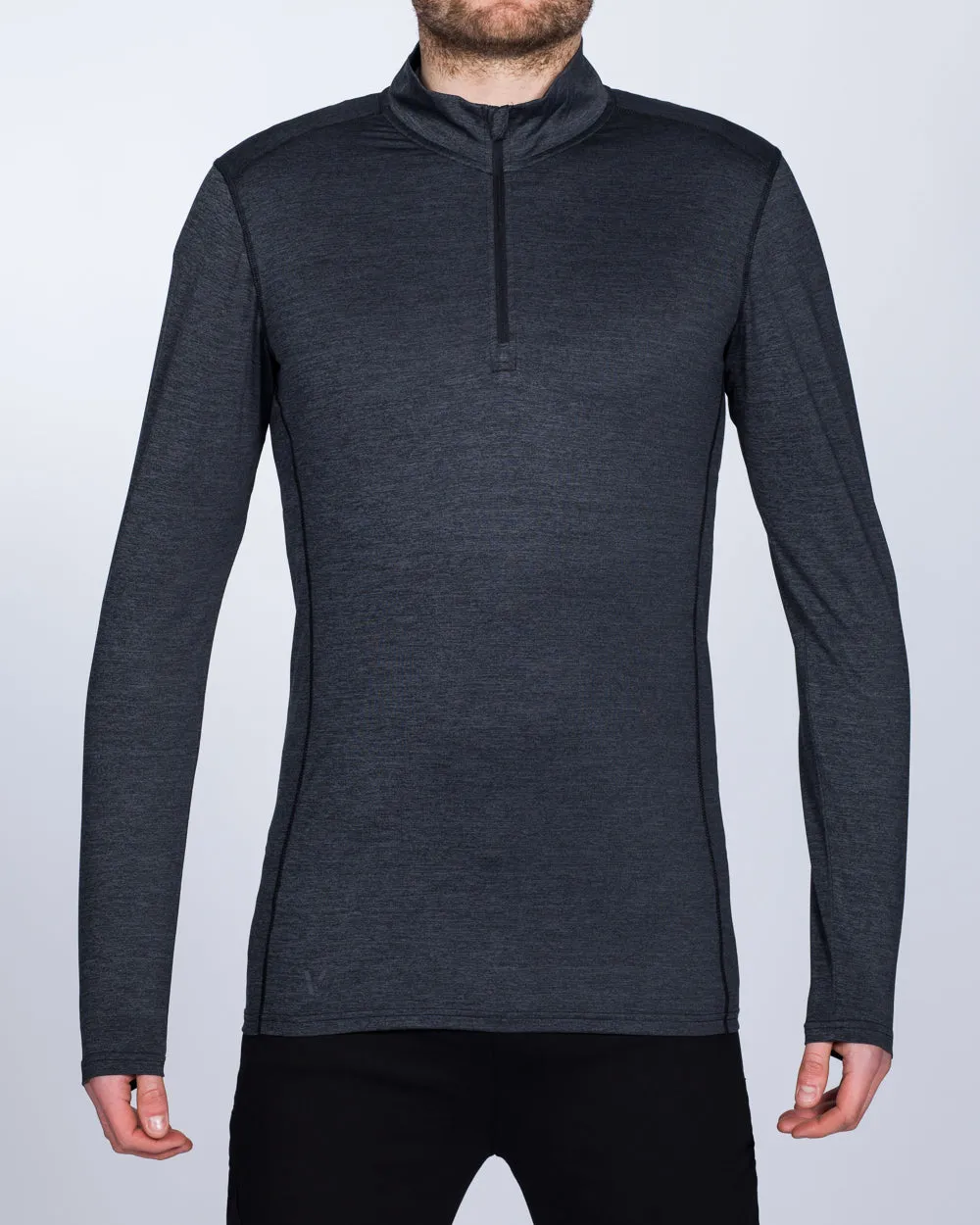 Girav Tall Quarter-Zip Baselayer (black marl)