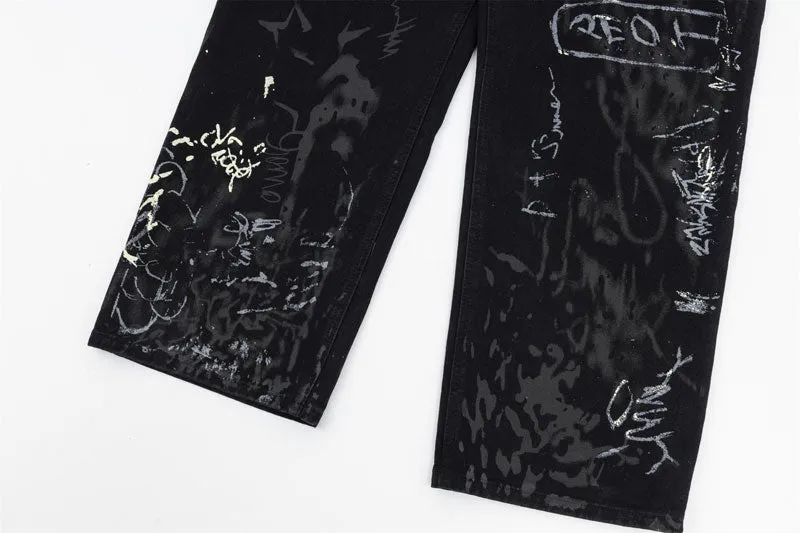 Graffiti Art Wide-Leg Jeans