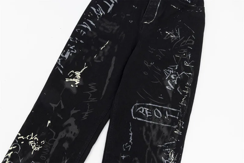 Graffiti Art Wide-Leg Jeans