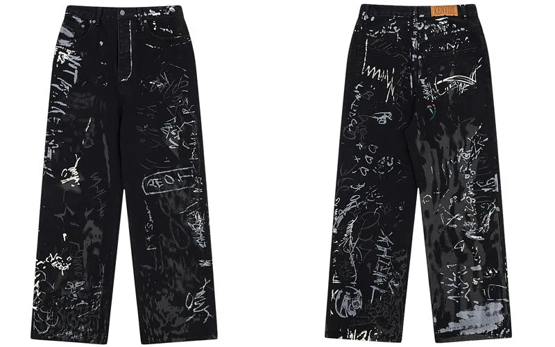 Graffiti Art Wide-Leg Jeans