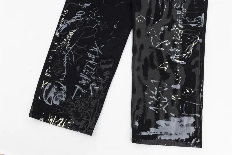 Graffiti Art Wide-Leg Jeans