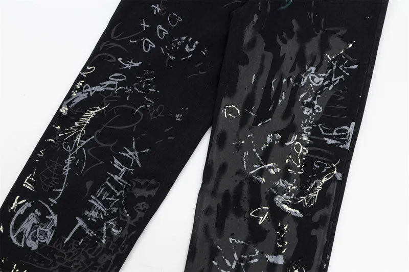 Graffiti Art Wide-Leg Jeans