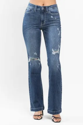 Hand Sand & Destroy Bootcut Mid-Rise Judy Blue Jeans